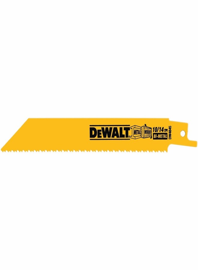 DEWALT Reciprocating Saw Blades, Straight Back, 6-Inch, 10/14 TPI, 5-Pack (DW4845) , Yellow - Image 1