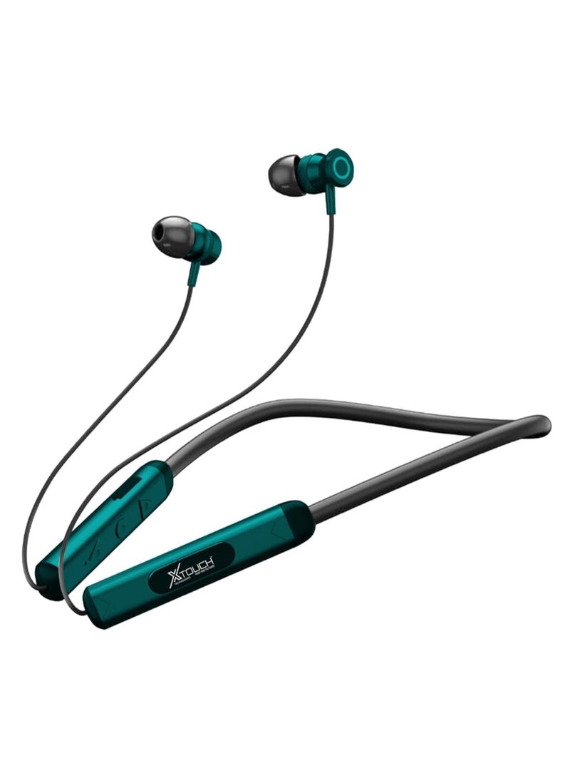 Bluetooth Neckband Earphones – Playtime, Magnetic In-Ear Earbuds with Mic, Voice Assistant, Dual Pairing & IPX6 Waterproof – Green - Image 1