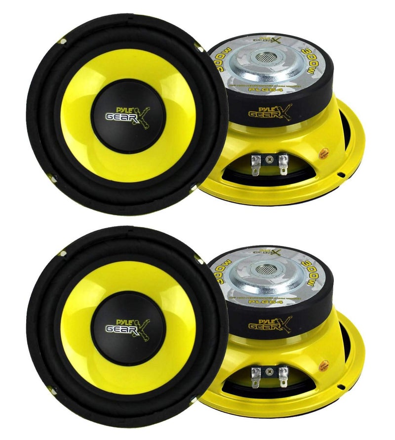 Pyle 65 Inch 1200 Watt Car Audio Mid Bass Midrange Subwoofer Speaker Set with Yellow CD P P Cone 4 Ohm Impedance and Edge Suspension 2 Pair