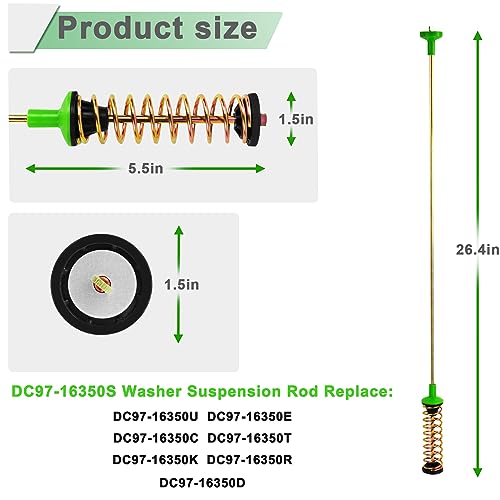Cooouds DC97-16350S DC97-16350U DC97-16350T DC97-16350E Suspension Rods(26.4in) Replaces DC97-16350D Rods, Fit for Samsung Washer WA50R5200AW, WA50R5400AV, WA50r5400AW, WA45n3050aw-10 Year Warranty. - Image 2