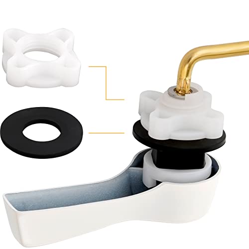 Hibbent 2 Pack Universal Front Mount Toilet Handle Tank Flush Lever Replacement Handle with 2 Pieces Stainless Steel Flapper Chains for Most Front Mount Toilets- White Finish - Image 3