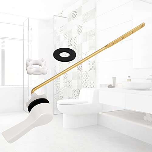 Hibbent 2 Pack Universal Front Mount Toilet Handle Tank Flush Lever Replacement Handle with 2 Pieces Stainless Steel Flapper Chains for Most Front Mount Toilets- White Finish - Image 4
