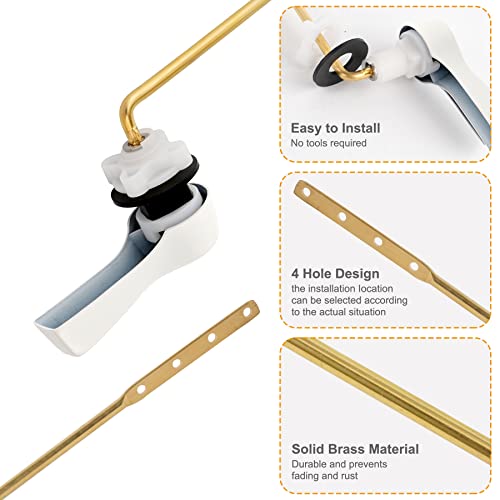 Hibbent 2 Pack Universal Front Mount Toilet Handle Tank Flush Lever Replacement Handle with 2 Pieces Stainless Steel Flapper Chains for Most Front Mount Toilets- White Finish - Image 2