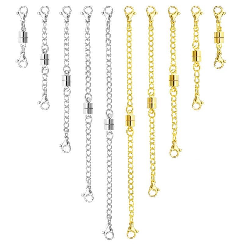 MKCYD Necklace Extender with Magnetic Clasps, Gold and Silver Magnetic Necklace Clasps and Closures with Necklace Extenders for Women - Image 1