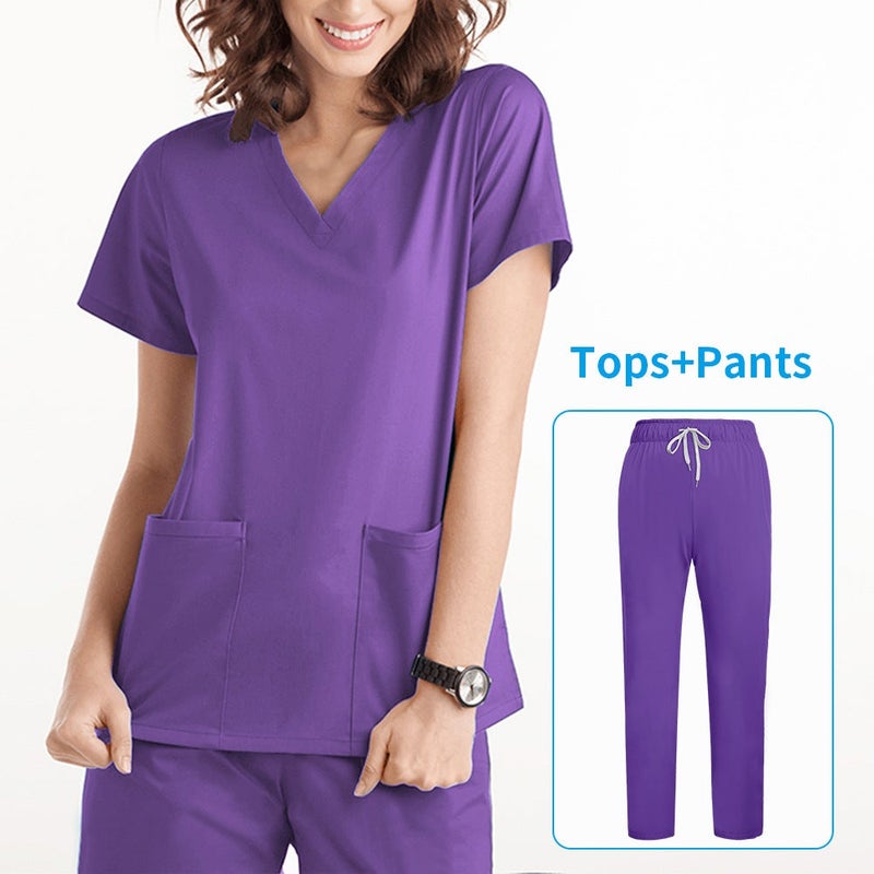 Short Sleeve Women's Medical Scrub Top with Assorted Colors for Hospital and Clinic