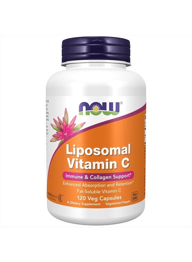 NOW Liposomal Vitamin C 120 Veg Capsules – PureWay-C™ for Enhanced Absorption – Immune & Collagen Support – Fat-Soluble Vitamin C Supplement – Gluten-Free, Unflavored – Antioxidant Formula - Image 1
