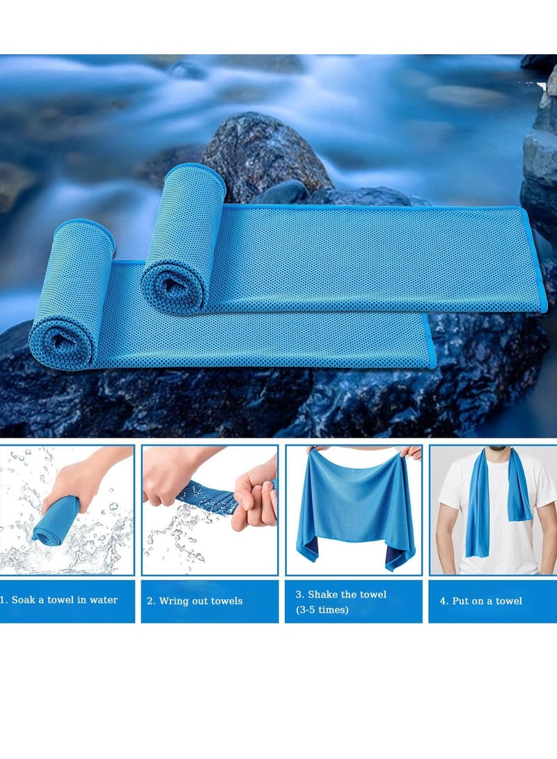 6-Pack Cooling Towel, Ice Towel, Microfiber Sweat Towel Cloth, Soft Breathable Chilly Towel for Yoga, Sport, Gym, Workout, Fitness, Running & More Activities, 90x30cm.