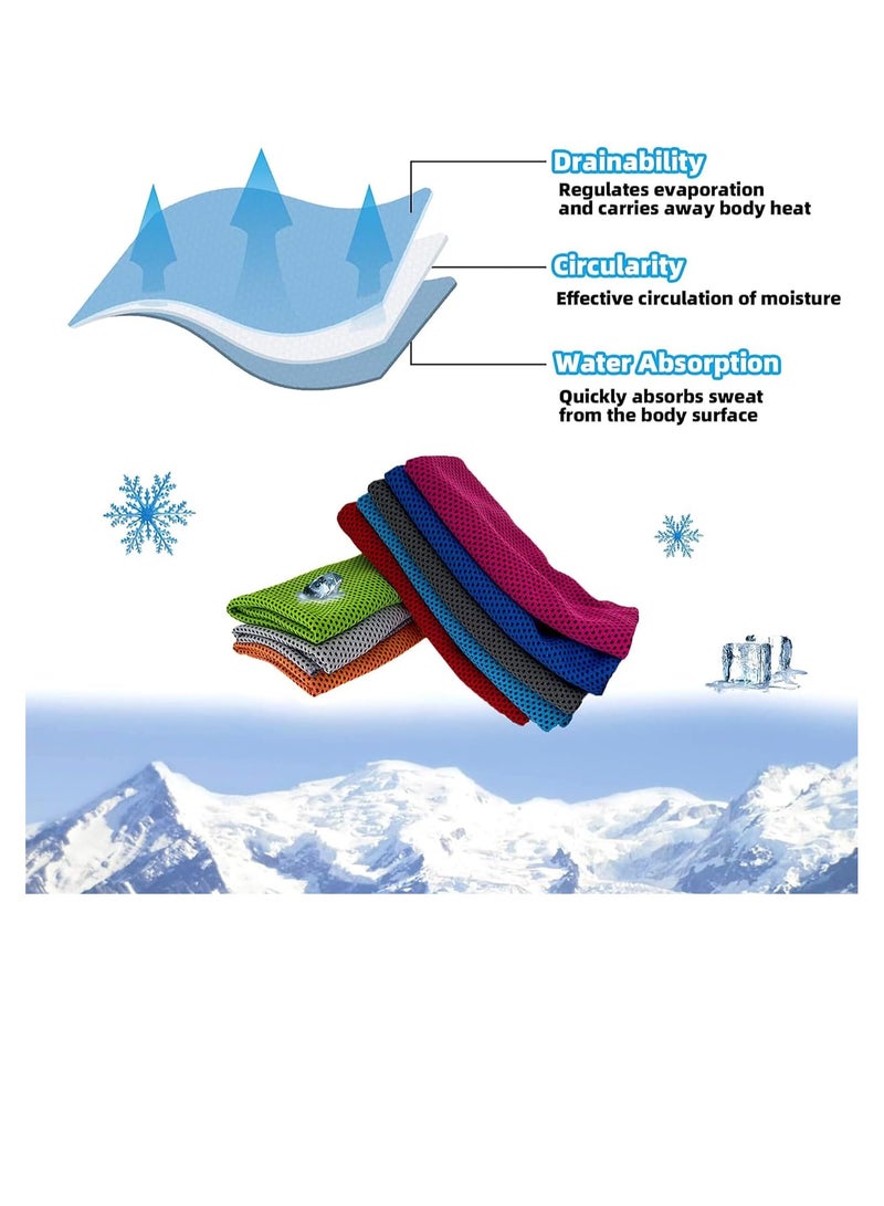 6-Pack Cooling Towel, Ice Towel, Microfiber Sweat Towel Cloth, Soft Breathable Chilly Towel for Yoga, Sport, Gym, Workout, Fitness, Running & More Activities, 90x30cm.