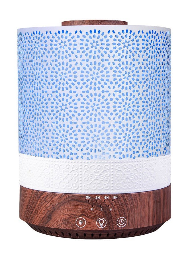 BlueHills 2500 مل XL موزع زيت عطري لغرفة كبيرة مرطب هواء ديكور منزلي غرفة نوم طفل كبيرة سعة 2.5 لتر تصميم زخرفي أضواء ملونة عالية الضباب خشب داكن الحبوب F004 - Image 1