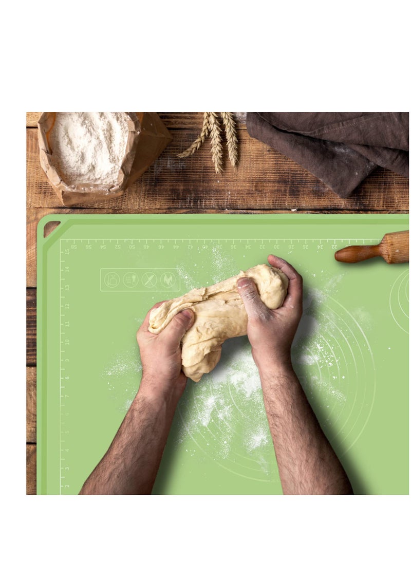 SYOSI Silicone Pastry Mat Kit 26.5"*17.7" Extra Thick Large Non Stick Baking Mat with Edge Heighten, Reusable Food Grade Silicone Dough Rolling Mat for Making Cookies, Macarons, Bread(Green) - Image 5