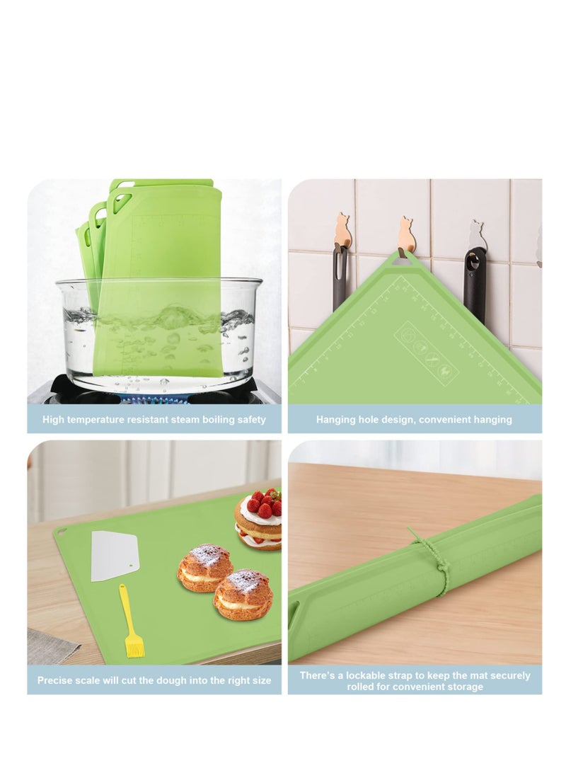SYOSI Silicone Pastry Mat Kit 26.5"*17.7" Extra Thick Large Non Stick Baking Mat with Edge Heighten, Reusable Food Grade Silicone Dough Rolling Mat for Making Cookies, Macarons, Bread(Green) - Image 2
