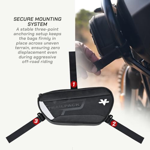 ViaTerra RE Himalayan 450 Trailpack Lite I Motorcycle Crashbar Bags (4L Capacity) |Built for Off Road Front Frame - Image 5