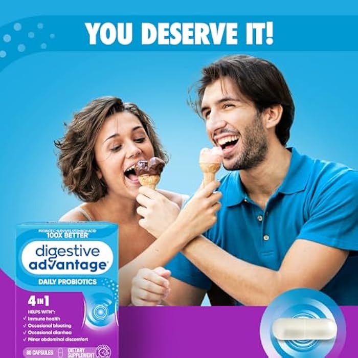 Digestive Advantage Probiotics for Digestive Health, Daily Probiotics for Women & Men, Supports Gut Health, Occasional Bloating & Diarrhea, Minor Abdominal Discomfort, & Immune Support, 80ct Capsules - Image 5