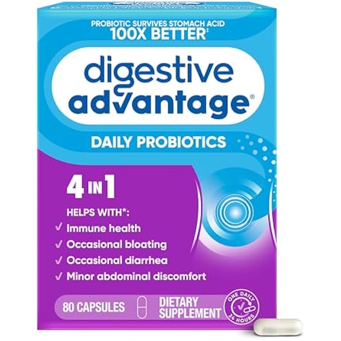 Digestive Advantage Probiotics for Digestive Health, Daily Probiotics for Women & Men, Supports Gut Health, Occasional Bloating & Diarrhea, Minor Abdominal Discomfort, & Immune Support, 80ct Capsules - Image 1