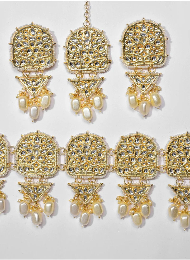 سوهي Stone-Studded & Pearl Beaded Jewellery Set
