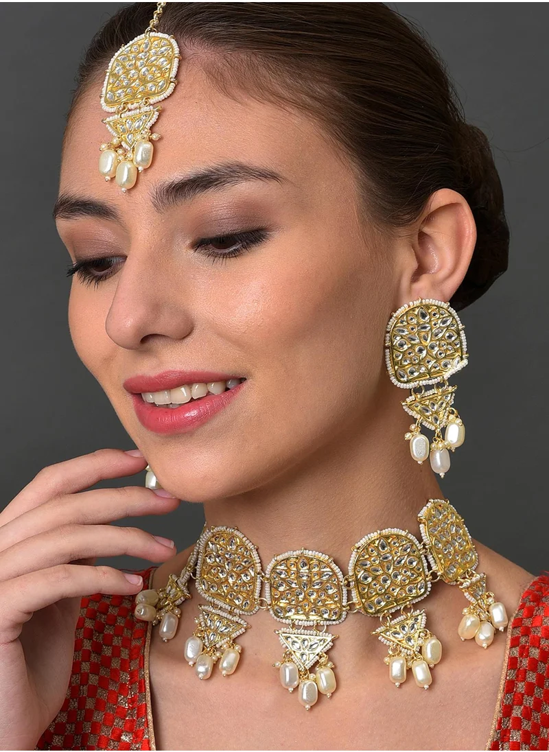 سوهي Stone-Studded & Pearl Beaded Jewellery Set