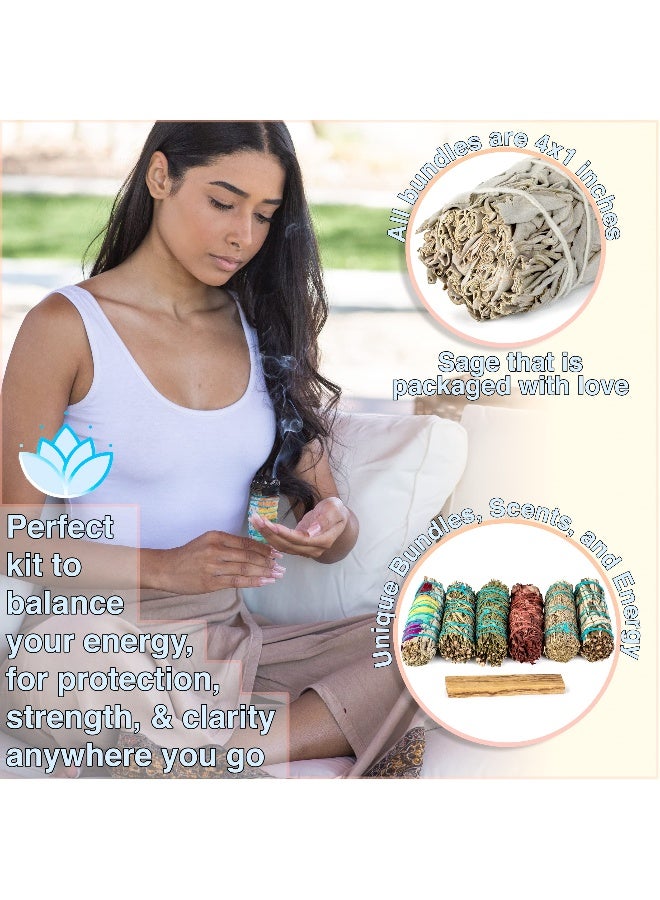 JL Local 7 Sage Smudge Kit with Blue Sage, 7 Chakra White Sage, Cedar, Dragon's Blood, Rosemary, Yerba Santa, Palo Santo | Salvia Blanca para Limpiar Sustainably Sourced - Image 2