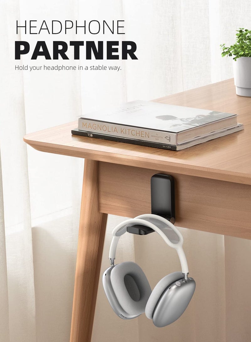 SYOSI Headphone Stand Magnetic Foldable Headset Holder with Strong Adhesive Headset Stand Holder Clip Under Desk Compatible with AirPods Max Sennheiser Beats Bose AKG JBL HyperX and More  - Image 3
