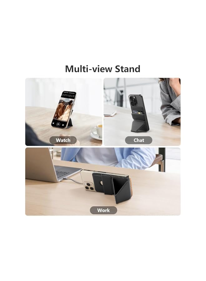 Green Tiger Mag-Safe Wallet Stand Leather Credit Card Holder Magnetic Wallet for iPhone 16/15/14/13/12, Samsung, Google Pixel, Sony, Nokia, Motorola, Slim 2-Card Phone Wallet Gift for Men Women (Black) - Image 4