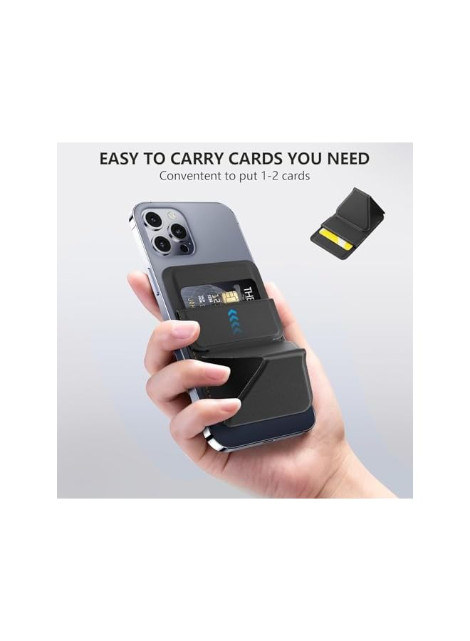 Green Tiger Mag-Safe Wallet Stand Leather Credit Card Holder Magnetic Wallet for iPhone 16/15/14/13/12, Samsung, Google Pixel, Sony, Nokia, Motorola, Slim 2-Card Phone Wallet Gift for Men Women (Black) - Image 5