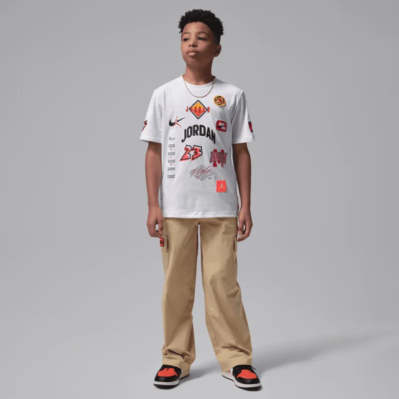 Jordan White Kids' Dynasty Patch T-Shirt  | Best Price UAE