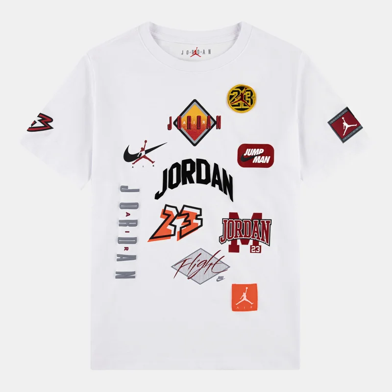Jordan White Kids' Dynasty Patch T-Shirt  | Best Price UAE