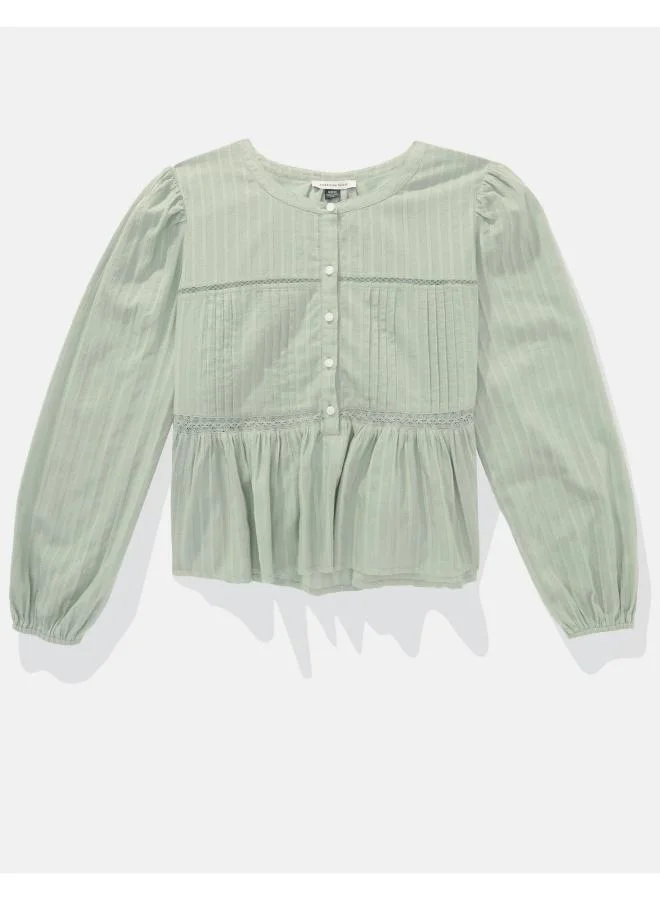 American Eagle AE Long-Sleeve Babydoll Blouse