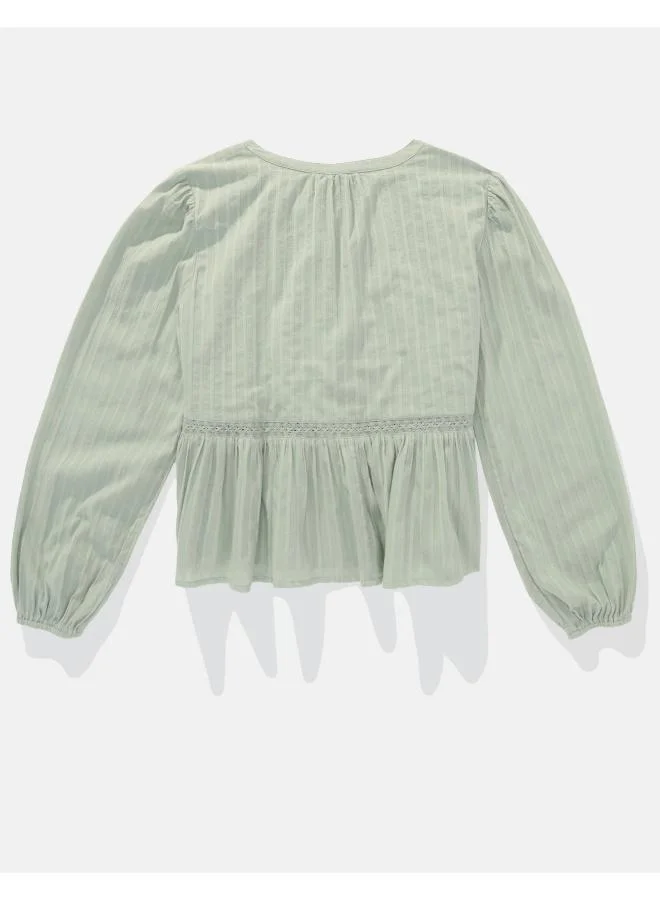 American Eagle AE Long-Sleeve Babydoll Blouse