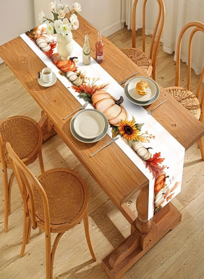 ANNA QUEEN Fall Pumpkin and Sunflower Table Runner and Placemats Set of 4, 13"x72" Table Runner with 12"x18" Placemats, Autumn Dining Table Decor for 4 People, Kitchen and Home Decor - Image 5