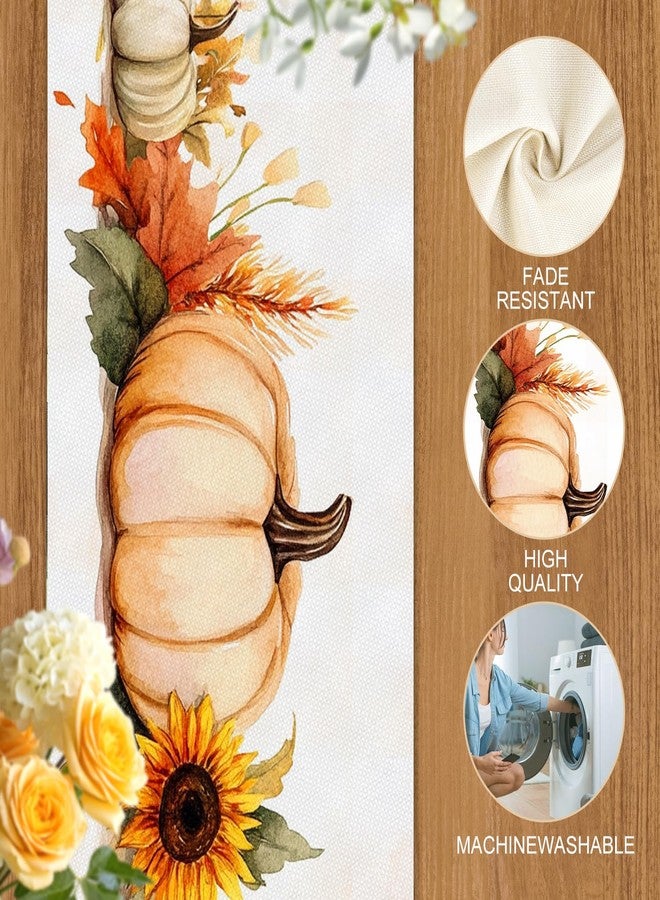 ANNA QUEEN Fall Pumpkin and Sunflower Table Runner and Placemats Set of 4, 13"x72" Table Runner with 12"x18" Placemats, Autumn Dining Table Decor for 4 People, Kitchen and Home Decor - Image 4