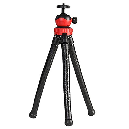 Shomex® 12‑Inch Flexible Gorilla Pod Tripod with 360° Rotating Ball Head for DSLR Cameras (Max Load 1.5 kg) & Mobile Phones – Includes Free Mobile Holder – Black & Red - Image 1