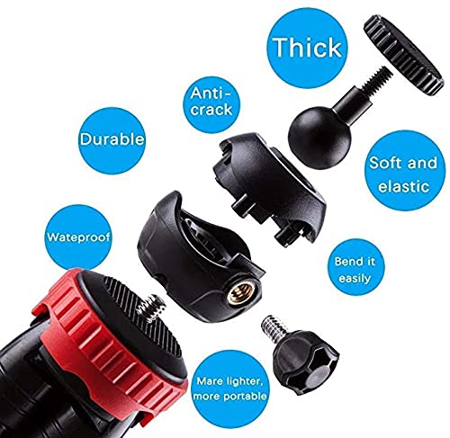 Shomex® 12‑Inch Flexible Gorilla Pod Tripod with 360° Rotating Ball Head for DSLR Cameras (Max Load 1.5 kg) & Mobile Phones – Includes Free Mobile Holder – Black & Red - Image 3