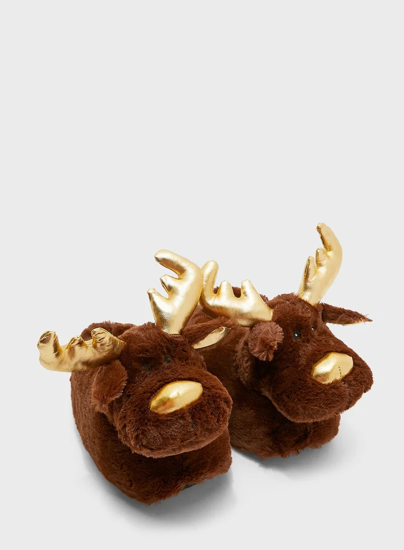 Ginger Reindeer House Slippers