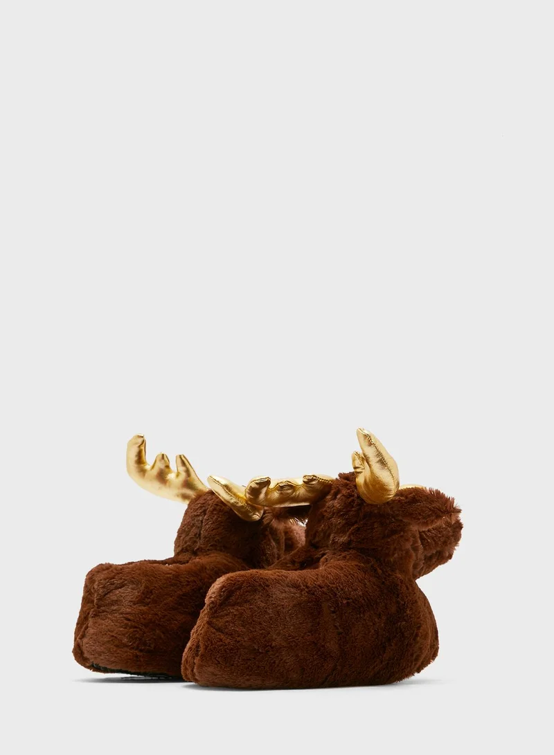 Ginger Reindeer House Slippers