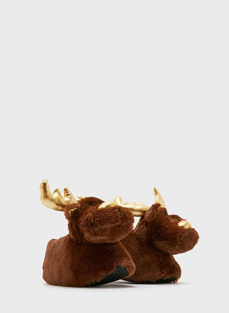 Ginger Reindeer House Slippers