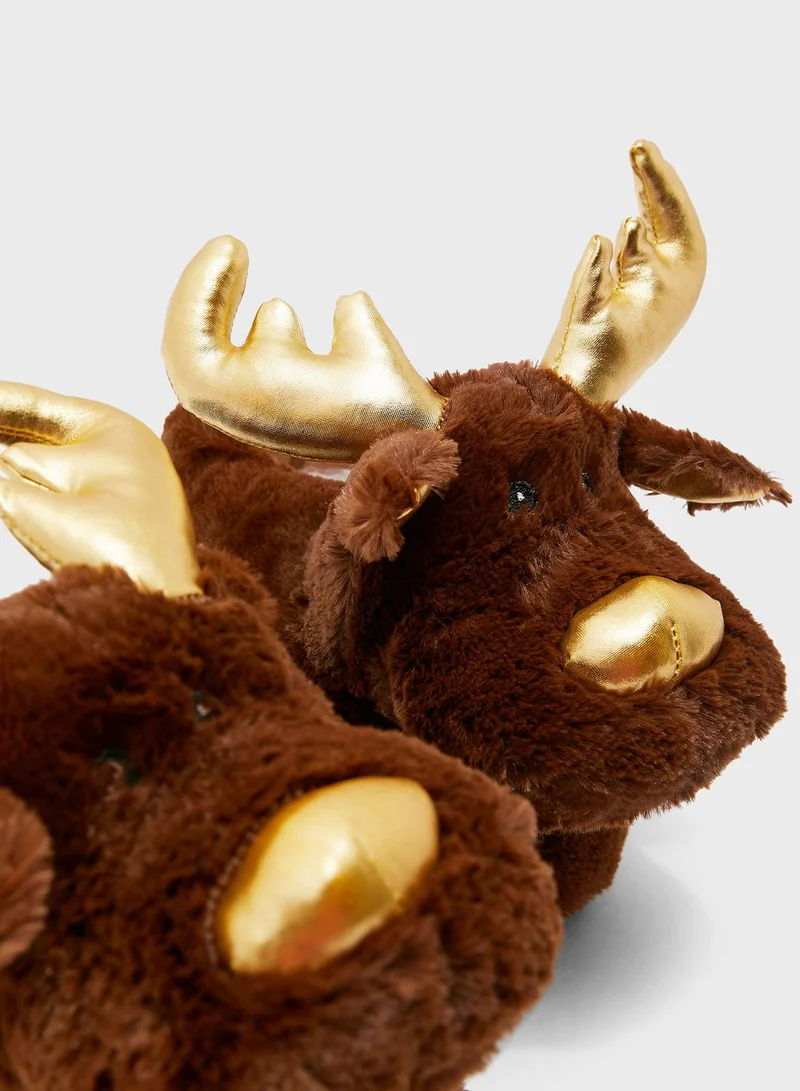 Ginger Reindeer House Slippers