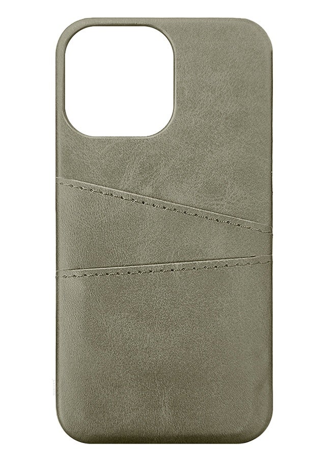 CATANES iPhone 16 Pro Max Case Cover Leather with Card Holder for Men Women Phone Case - Grey  - Image 3