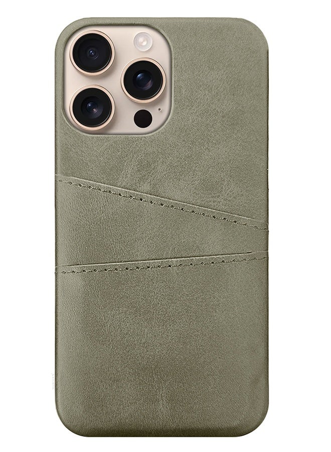 CATANES iPhone 16 Pro Max Case Cover Leather with Card Holder for Men Women Phone Case - Grey  - Image 2