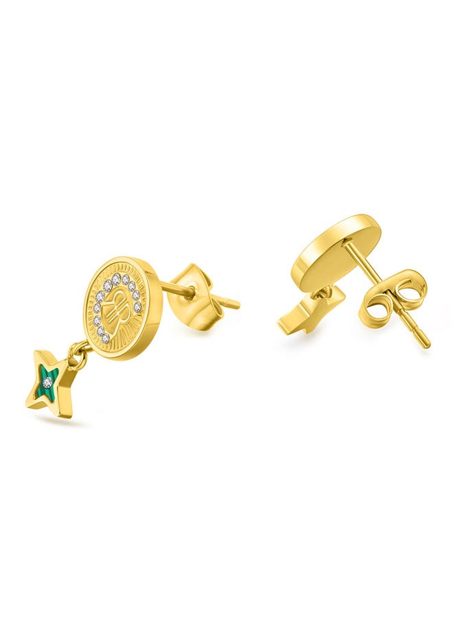 CERRUTI 1881 Sole Luna Rose Gold Malachite Crystal Earrings  - Image 3