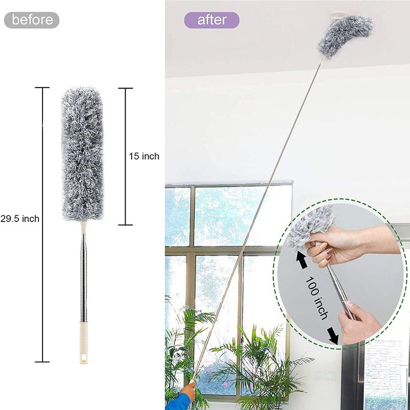 TECH LOGO ELECTRONICS Flexible Duster for Fan Cleaning Mop with Long Rod Spider Web Cleaner Stick Fan Cleaning Brush Fan Duster Dusting Brush for Home Cleaning Gray  - Image 2