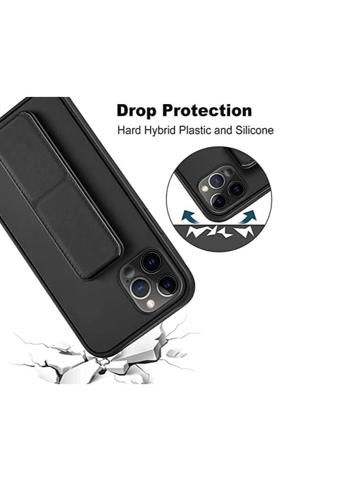 Protective Case With Back Strap Kickstand For iPhone 13 Pro Max, Dark Blue , Multi-Function Magnetic Car Finger Grip 3 in 1 Shock-Resistant Back cover  - Image 3
