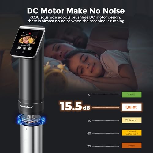 KitchenBoss WIFI Sous Vide Cooker: Ultra-Quiet Sous-vide Cooking Machine 1100 Watts Stainless Steel Immersion Circulator for Kitchen with TFT Preset Recipes (Black) - Image 4