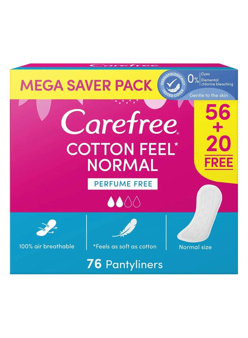 Carefree Cotton daily pads pack, 76 pieces