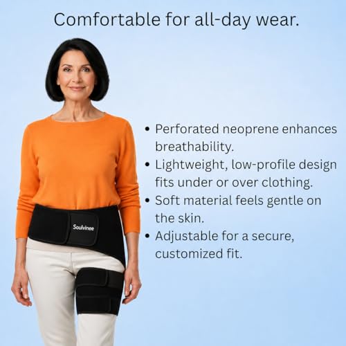 soulvinee Hip Thigh Support Groin Support Brace Compression Thigh Strap Wrap for Recovery Sports Pain Relief (Thigh Supports) - Image 4