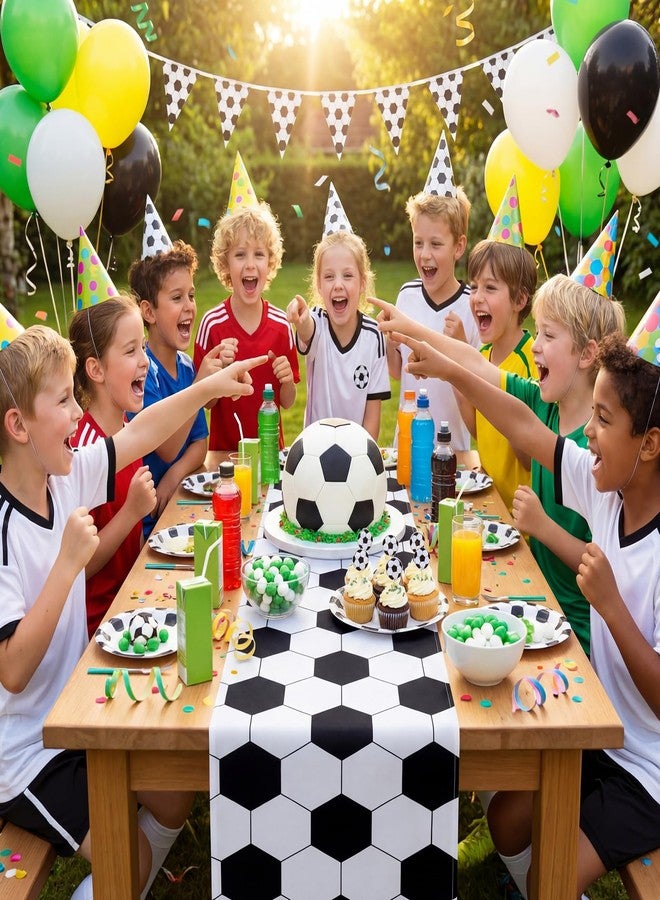 Oudain 4 Pcs Sports Theme Table Runner 72 x 13 Inch Baseball Football Soccer Basketball Birthday Party Runner Decorations for Kitchen Dining Home Sport Birthday Party Decoration (Soccer) - Image 5