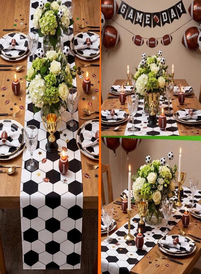 Oudain 4 Pcs Sports Theme Table Runner 72 x 13 Inch Baseball Football Soccer Basketball Birthday Party Runner Decorations for Kitchen Dining Home Sport Birthday Party Decoration (Soccer) - Image 4