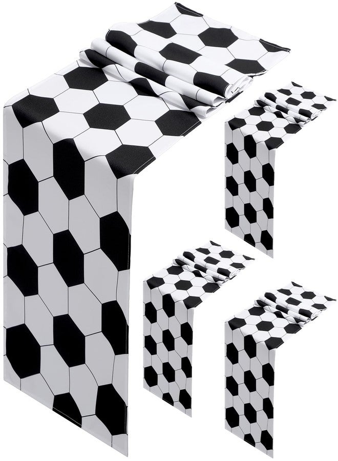 Oudain 4 Pcs Sports Theme Table Runner 72 x 13 Inch Baseball Football Soccer Basketball Birthday Party Runner Decorations for Kitchen Dining Home Sport Birthday Party Decoration (Soccer) - Image 1