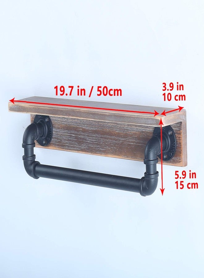 MBQQ Industrial Pipe Shelf,Rustic Wall Shelf with Towel Bar,20" Farmhouse Towel Racks for Bathroom,Floating Shelves Wall Mounted Home Decor Wooden Shelving,Retro Grey - Image 5