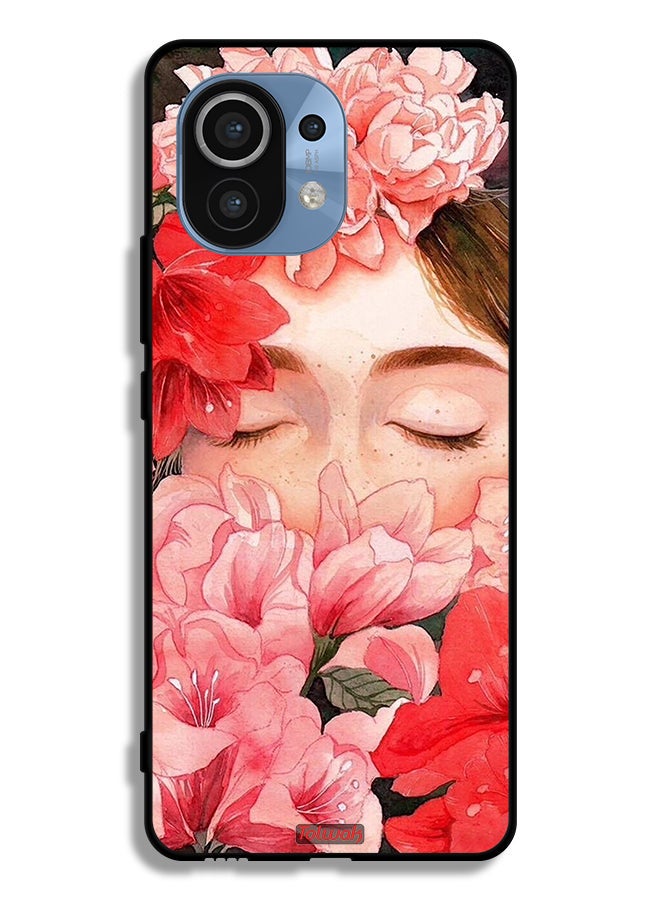 Tolwak Xiaomi Mi 11 Protective Case Cover Girl Face Hide In Flowers Art - Image 2