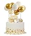 BEISHIDA Happy Birthday Cupcake Toppers White Gold Mini Balloon Cloud Birthday Cake Decorations for Wedding Anniversary Baby Shower Decorations - Image 4